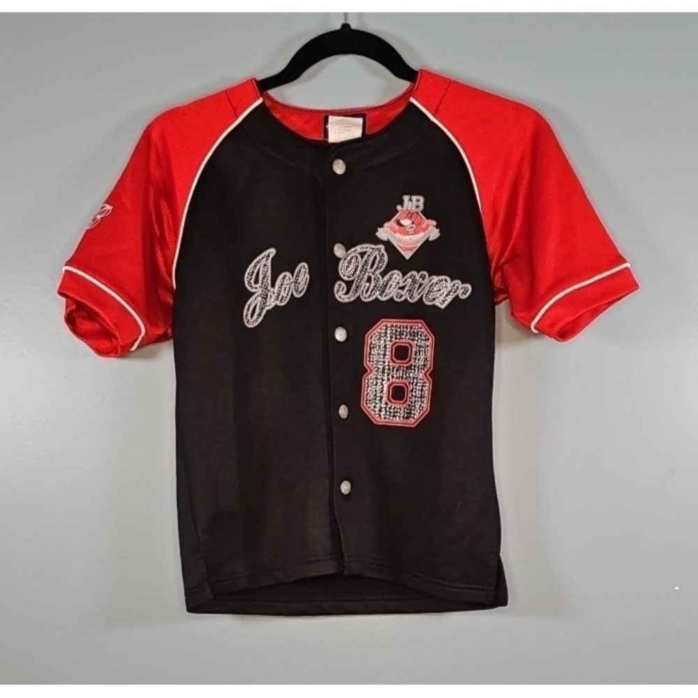 Joe Boxer Boys 6/7 Short‎ Sleeve Snap Front Baseball Jersey #8